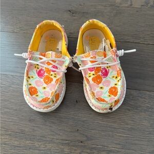 Hey Dude Kids Moccasins - Pink and Orange Floral